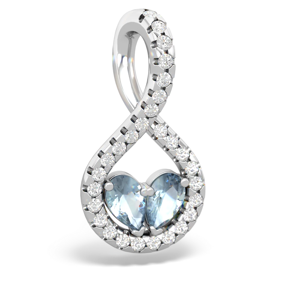 Aquamarine Pave Twist 'One Heart' 14K White Gold pendant P5360