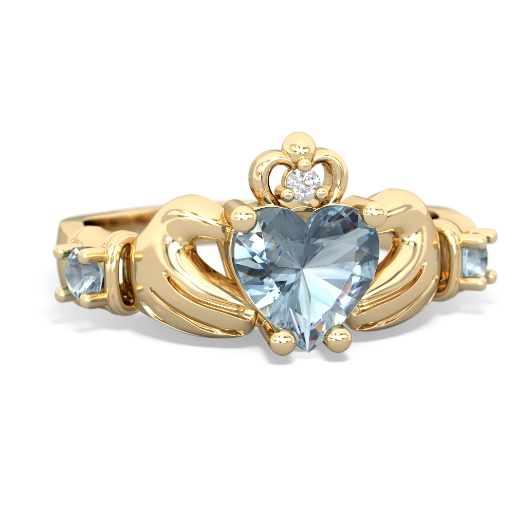 Lab Sapphire Claddagh Keepsake 14K Yellow Gold ring R5245