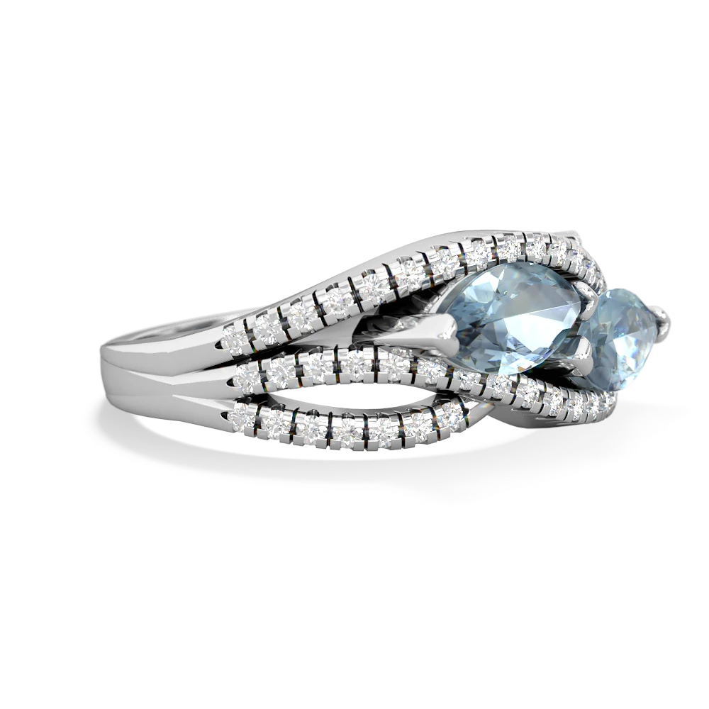 Aquamarine Diamond Rivers 14K White Gold ring R3070