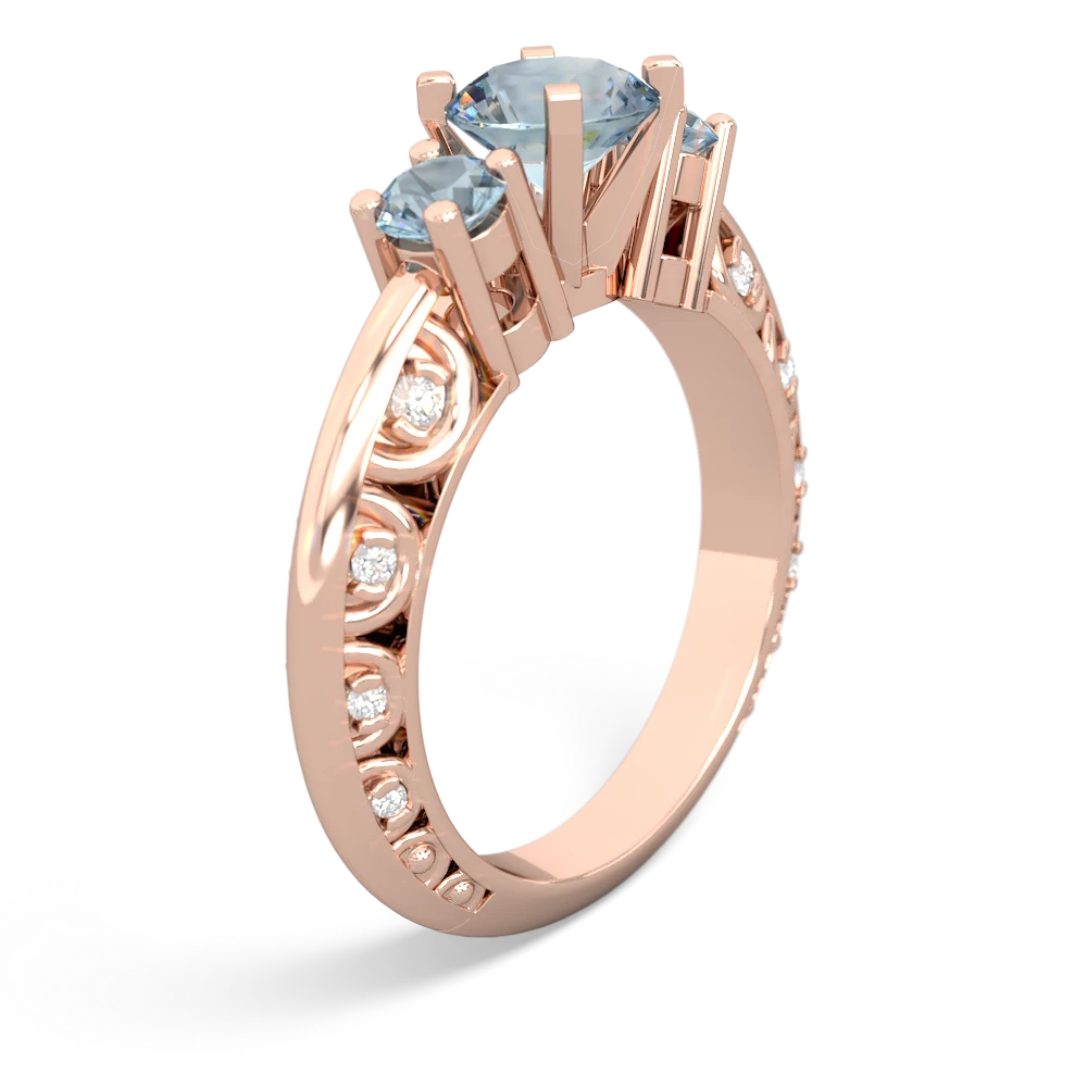 Aquamarine Art Deco Eternal Embrace Engagement 14K Rose Gold ring C2003