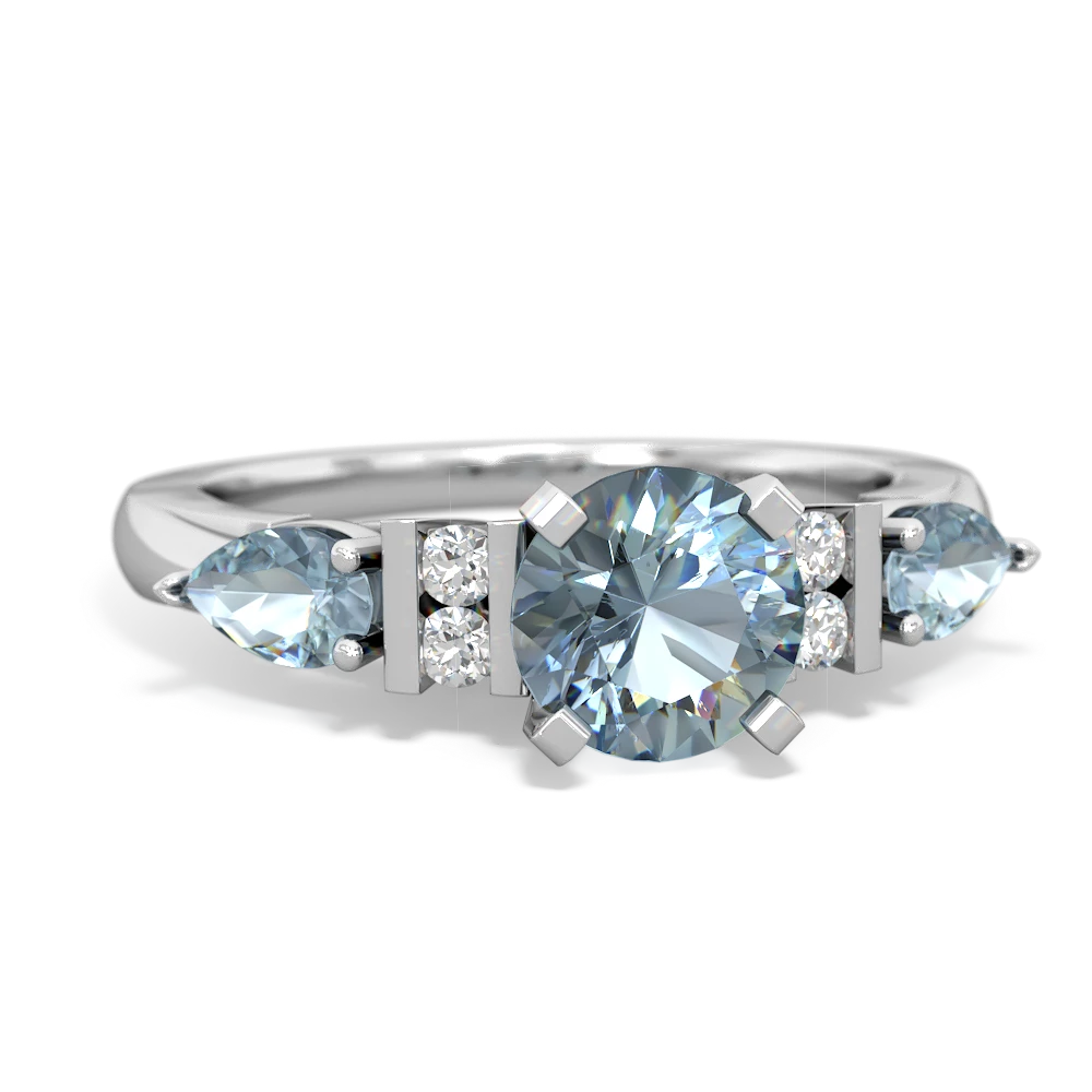 Blue Topaz 6Mm Round Eternal Embrace Engagement 14K White Gold ring R2005