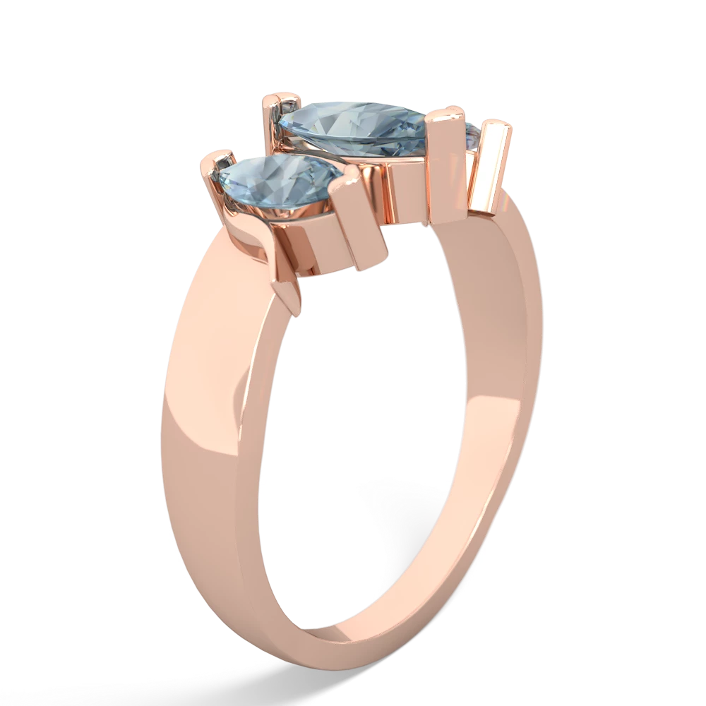 Aquamarine Three Peeks 14K Rose Gold ring R2433