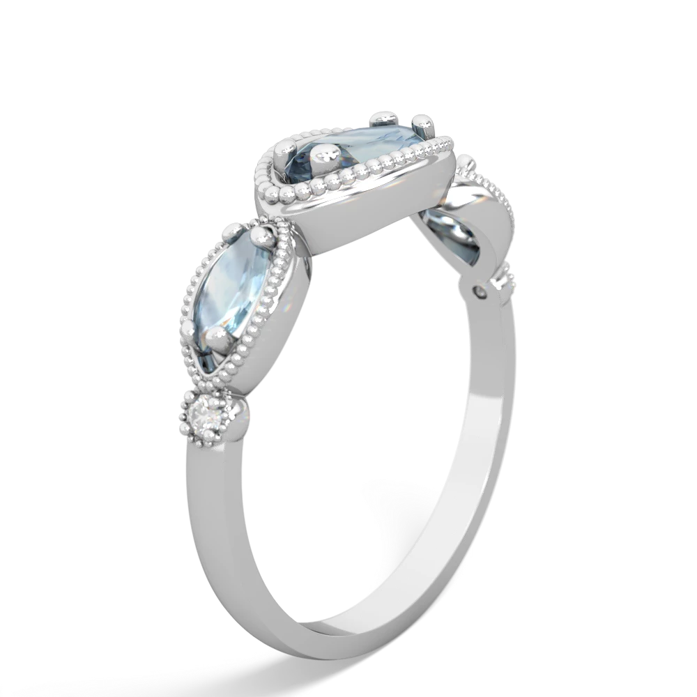 Aquamarine Milgrain Marquise 14K White Gold ring R5700