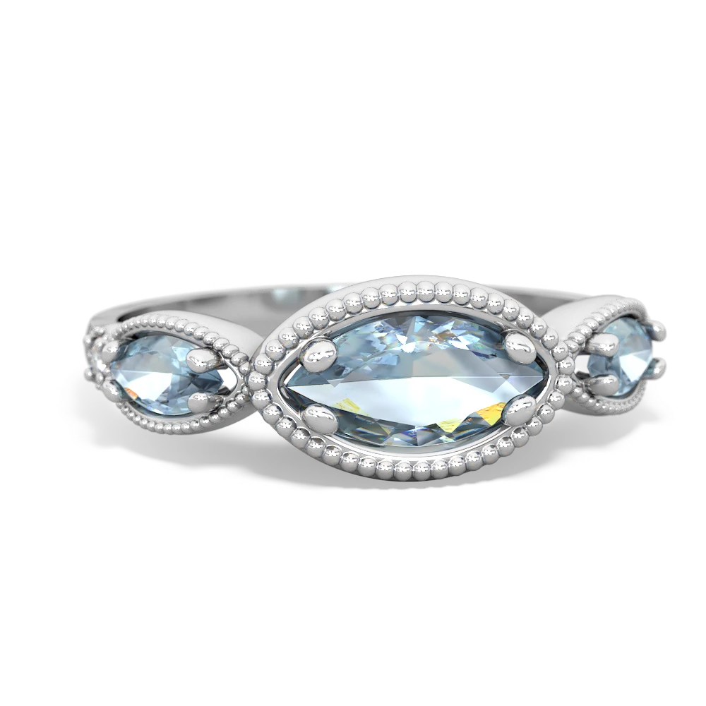 Sapphire Milgrain Marquise 14K White Gold ring R5700