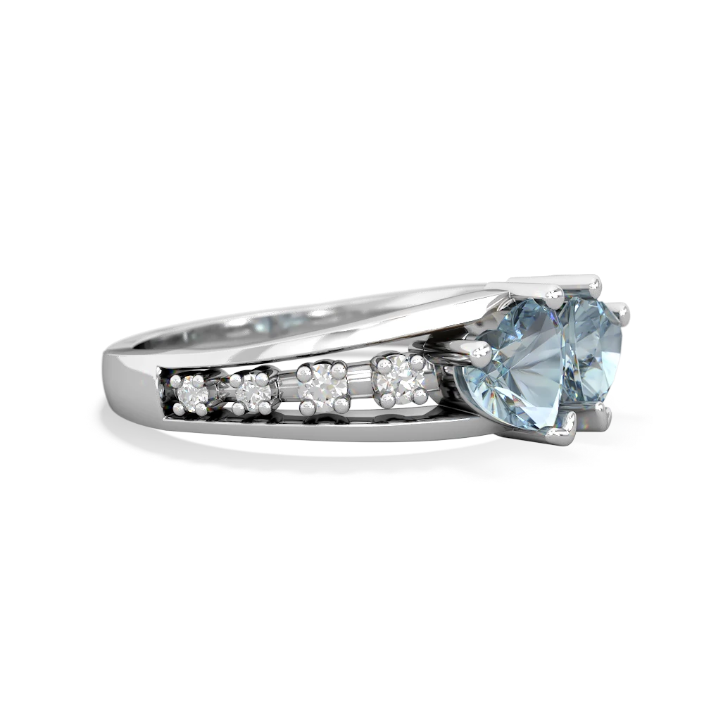 Aquamarine Heart To Heart 14K White Gold ring R3342