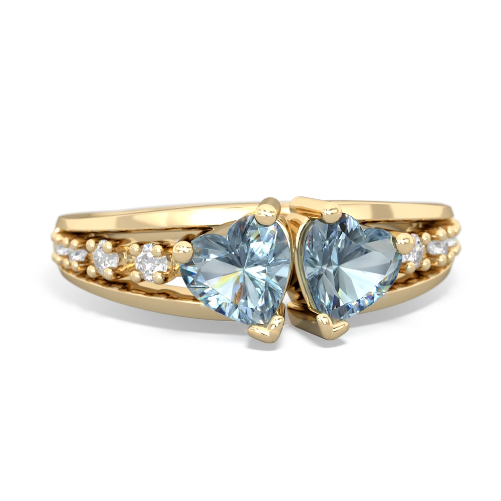 Aquamarine Heart To Heart 14K Yellow Gold ring R3342