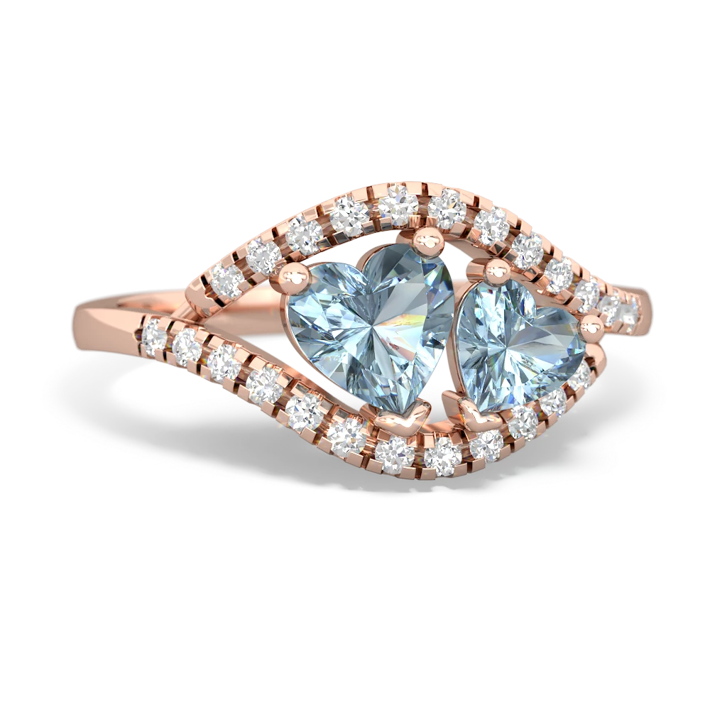 Aquamarine Mother And Child 14K Rose Gold ring R3010