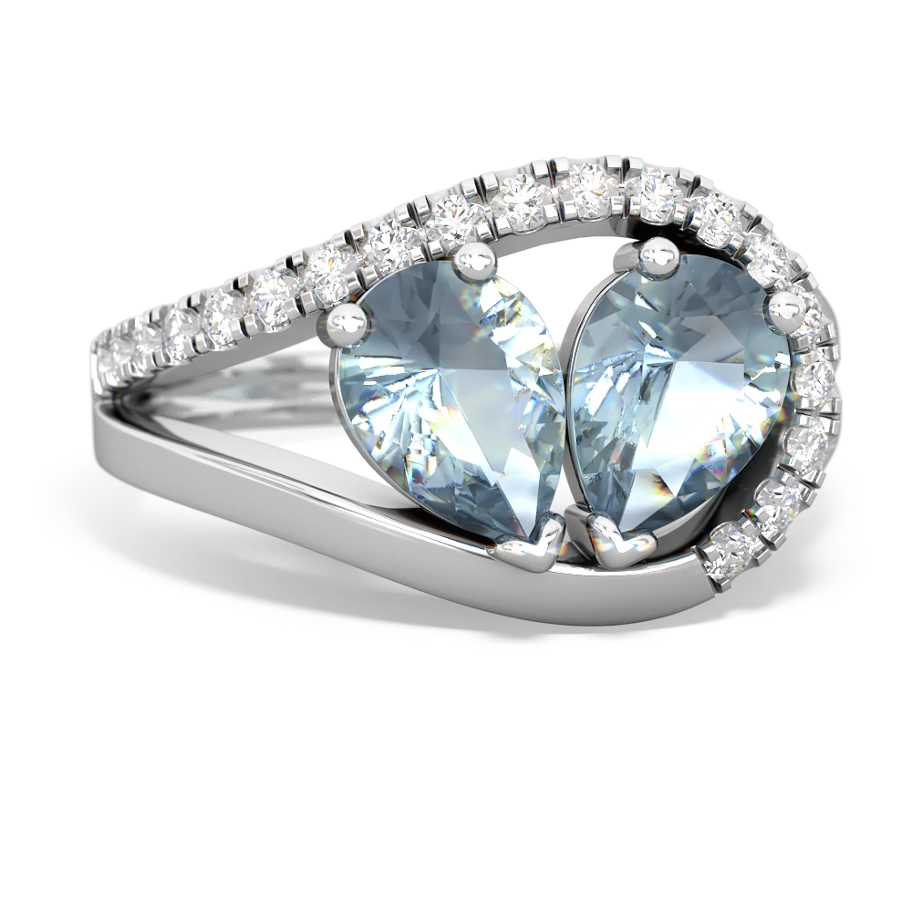 Aquamarine Nestled Heart Keepsake 14K White Gold ring R5650