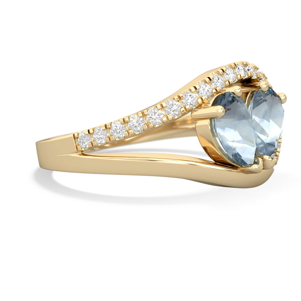 Aquamarine Nestled Heart Keepsake 14K Yellow Gold ring R5650