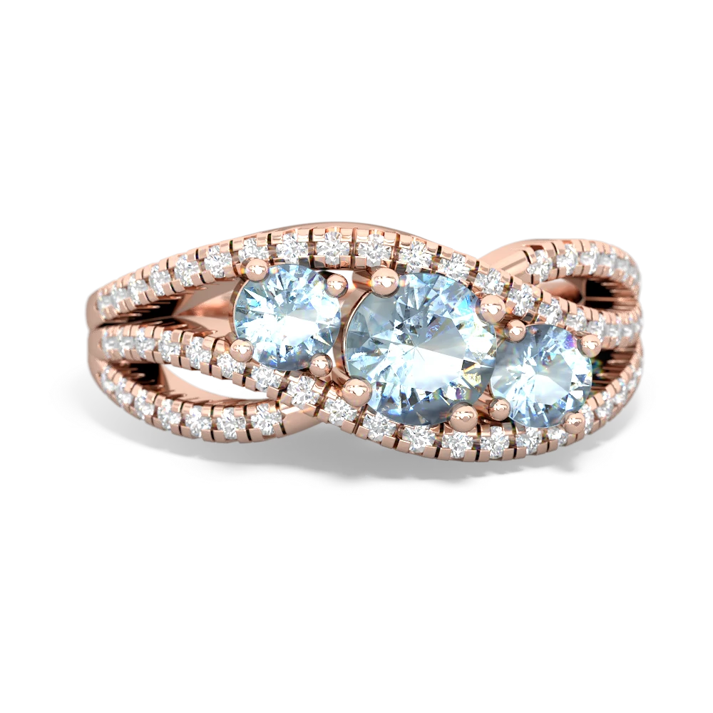 Blue Topaz Three Stone Aurora 14K Rose Gold ring R3080