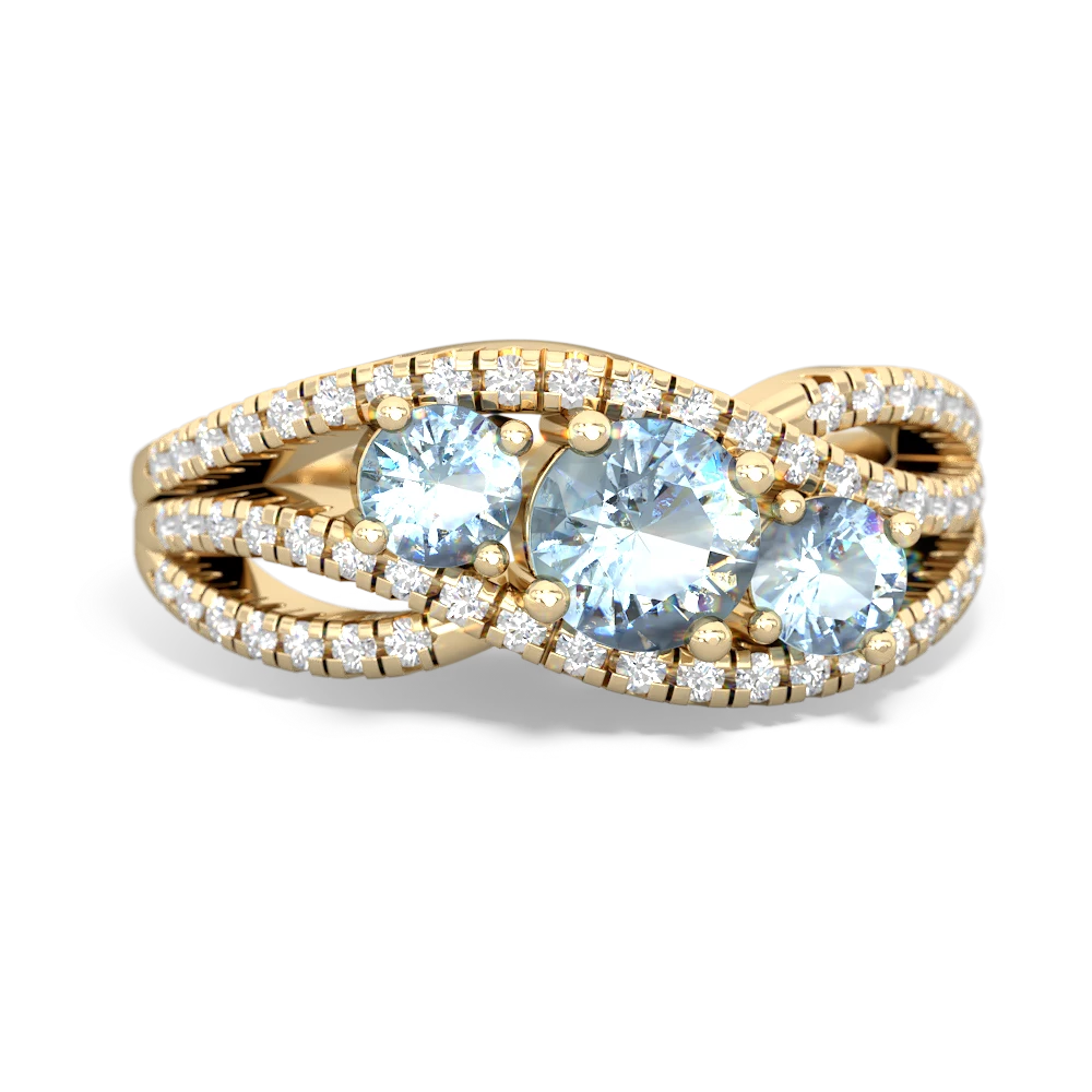 Blue Topaz Three Stone Aurora 14K Yellow Gold ring R3080