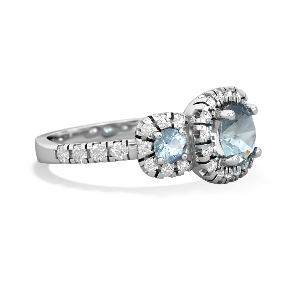 Lab Sapphire Regal Halo 14K White Gold ring R5350