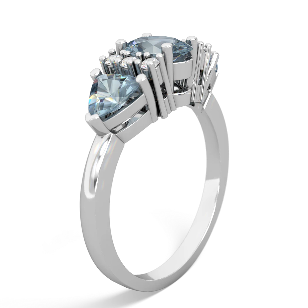 London Topaz Antique Style Three Stone 14K White Gold ring R2186