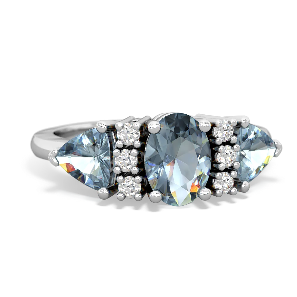 London Topaz Antique Style Three Stone 14K White Gold ring R2186