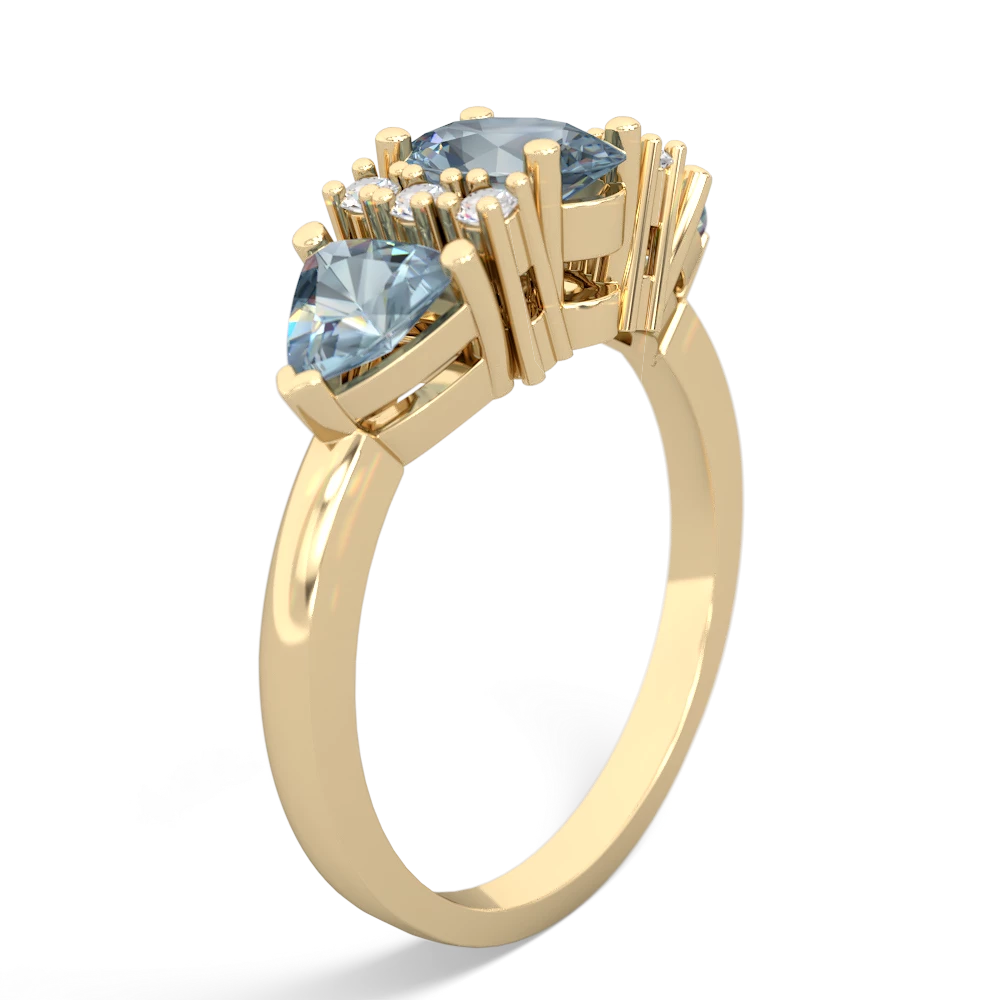 Aquamarine Antique Style Three Stone 14K Yellow Gold ring R2186