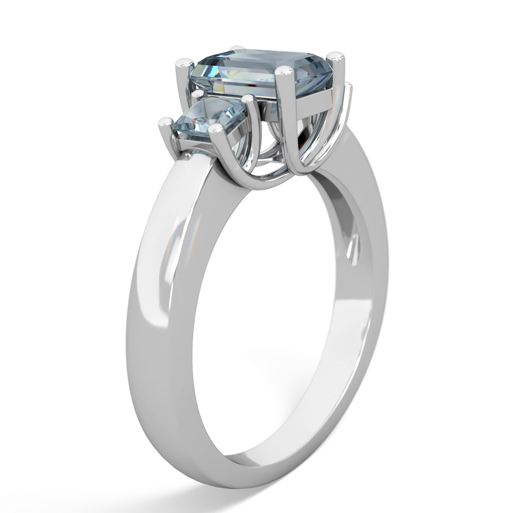 Onyx Three Stone Emerald-Cut Trellis 14K White Gold ring R4021