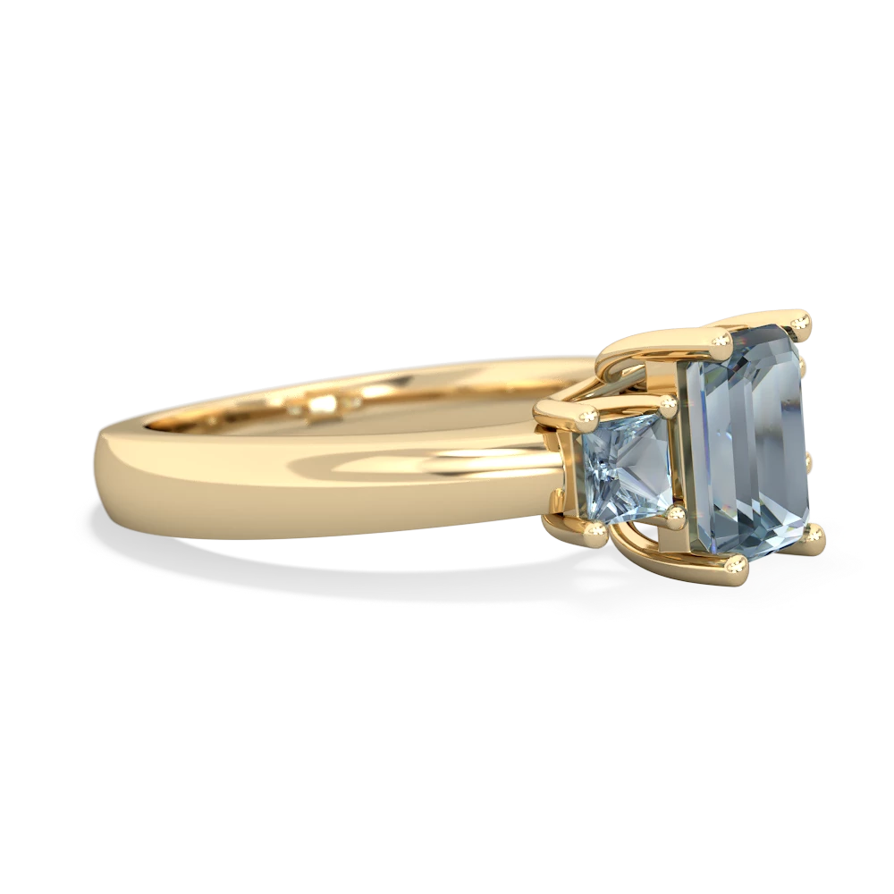 White Topaz Three Stone Emerald-Cut Trellis 14K Yellow Gold ring R4021