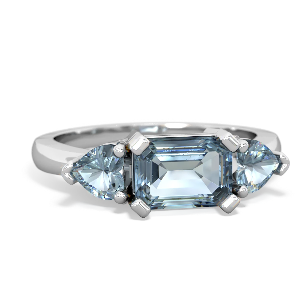 White Topaz Three Stone 14K White Gold ring R5235