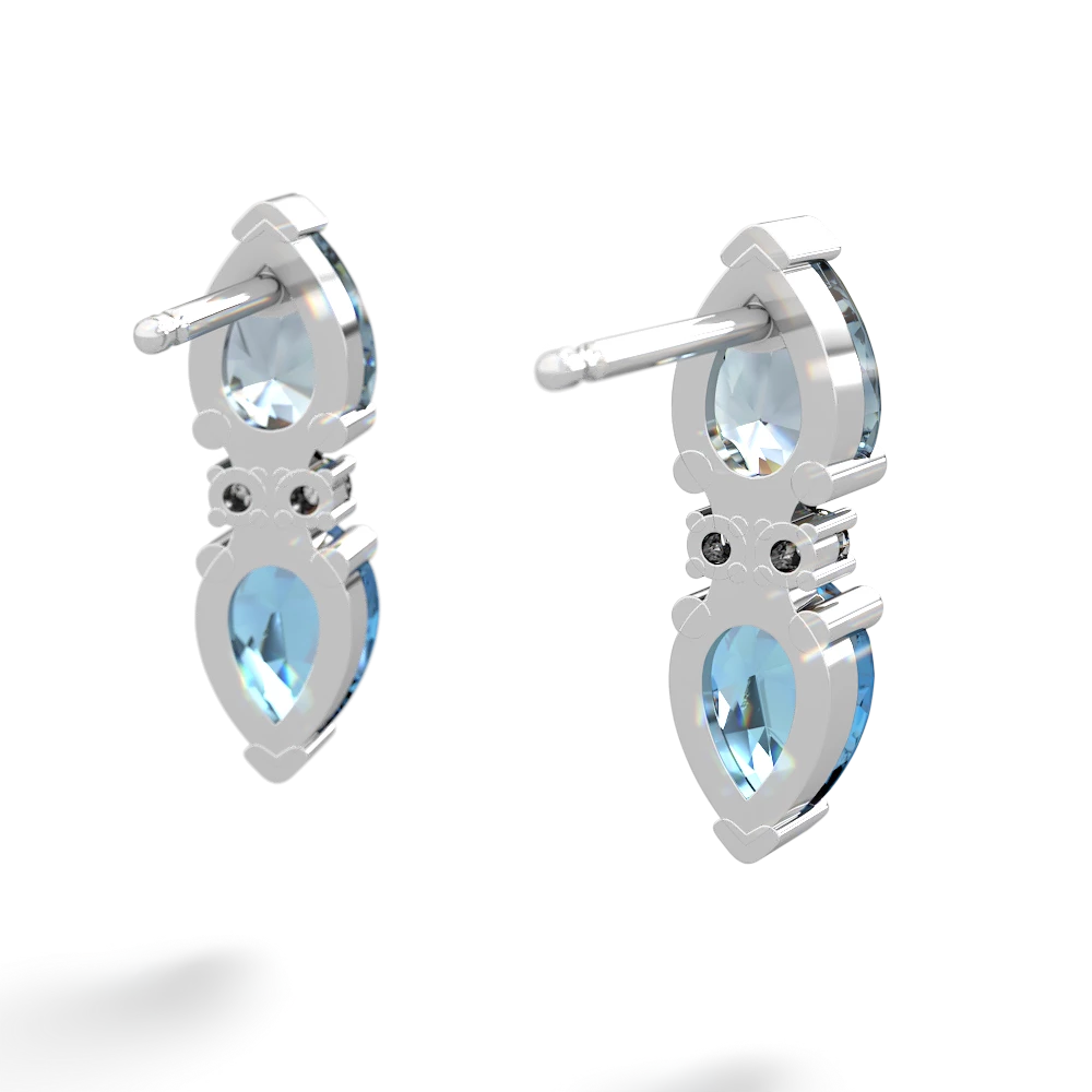 Aquamarine Bowtie Drop 14K White Gold earrings E0865