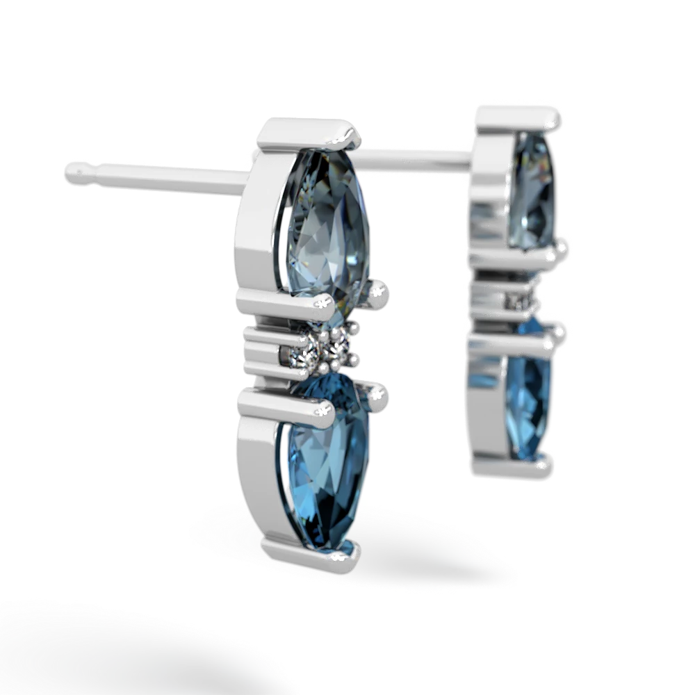 Aquamarine Bowtie Drop 14K White Gold earrings E0865