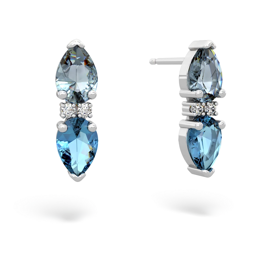 Aquamarine Bowtie Drop 14K White Gold earrings E0865