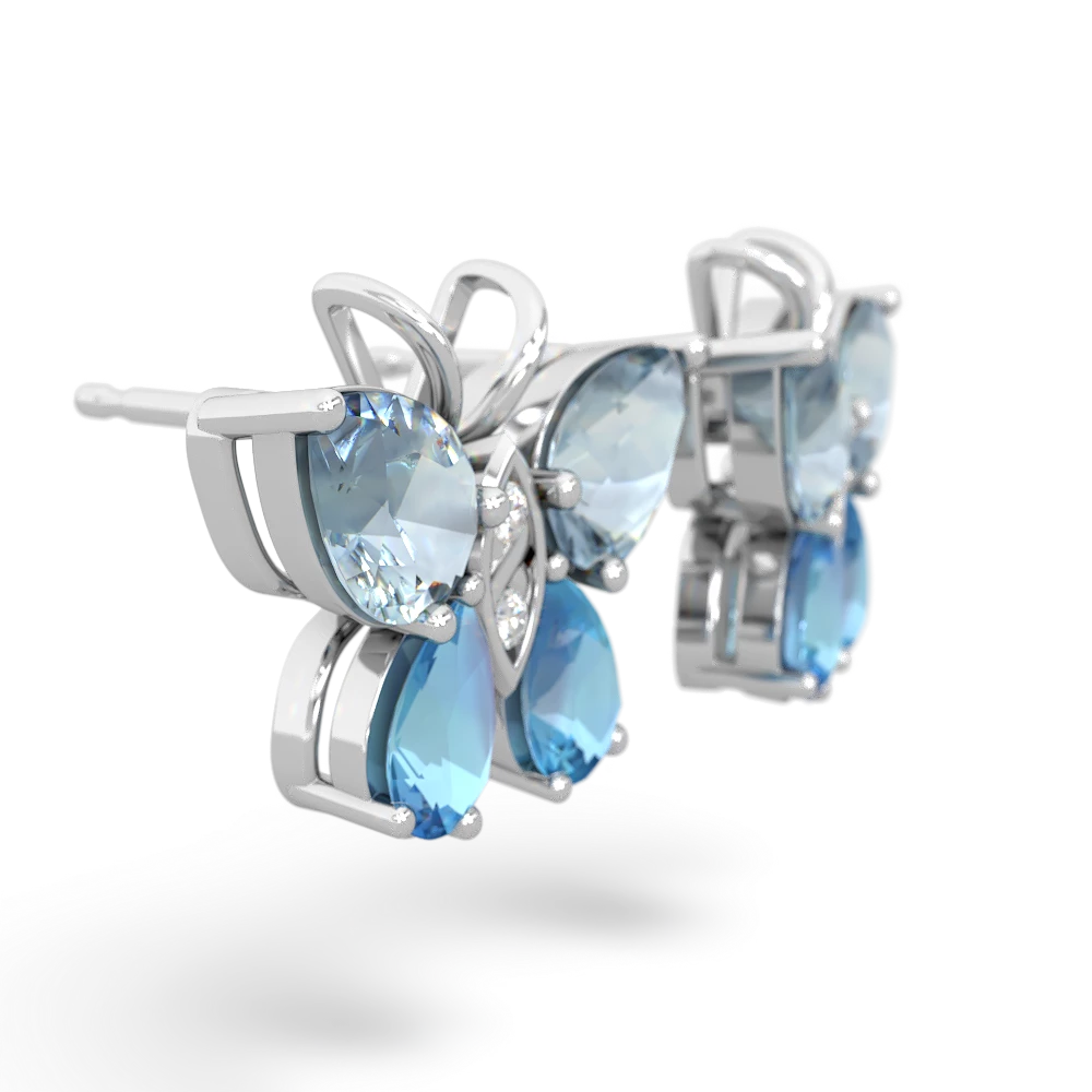 Aquamarine Butterfly 14K White Gold earrings E2215