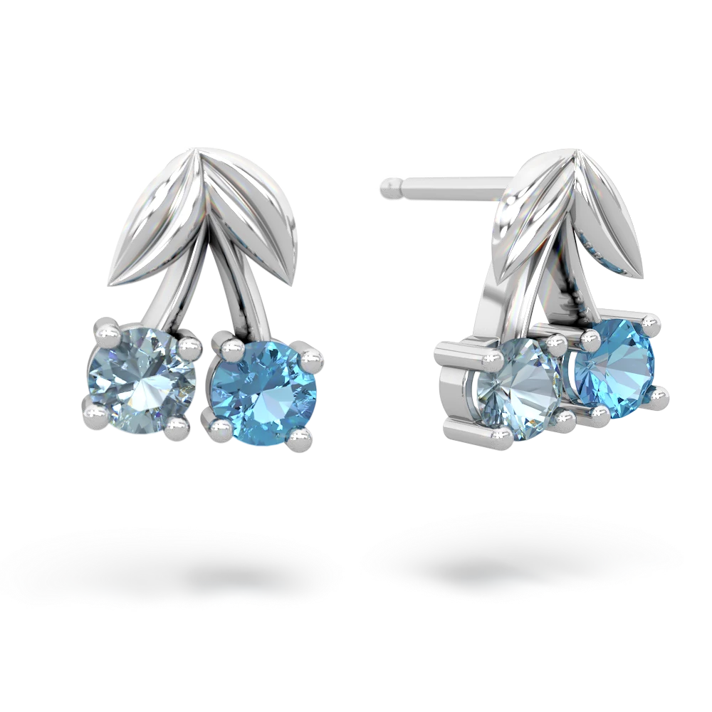 Aquamarine Sweet Cherries 14K White Gold earrings E7001