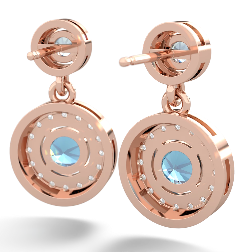 Aquamarine Halo Dangle 14K Rose Gold earrings E5319