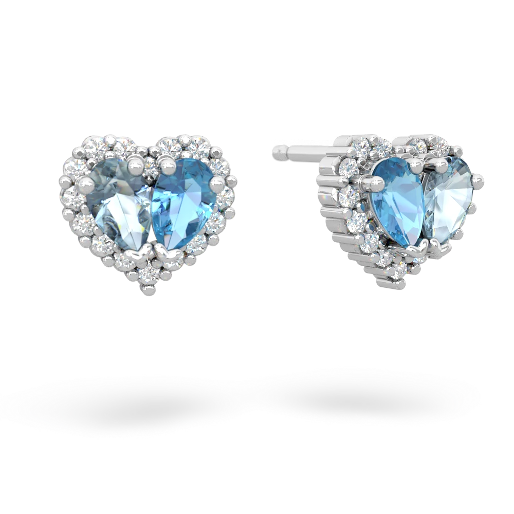 Aquamarine Halo 14K White Gold earrings E7008