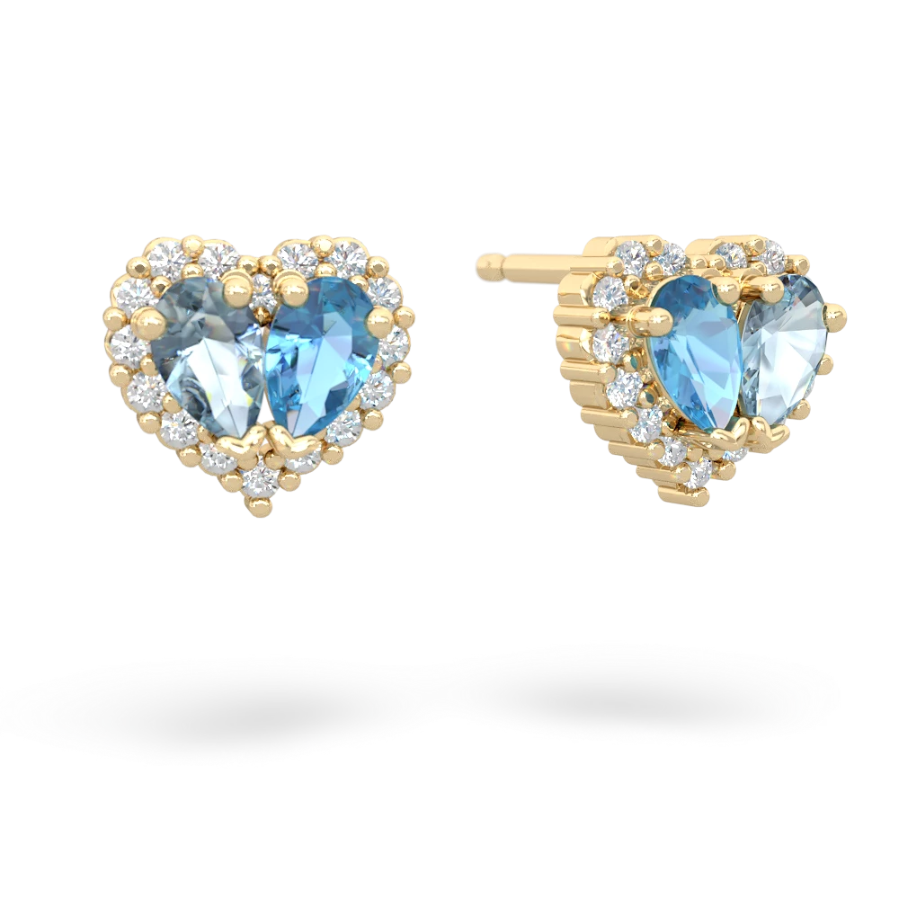 Aquamarine Halo 14K Yellow Gold earrings E7008