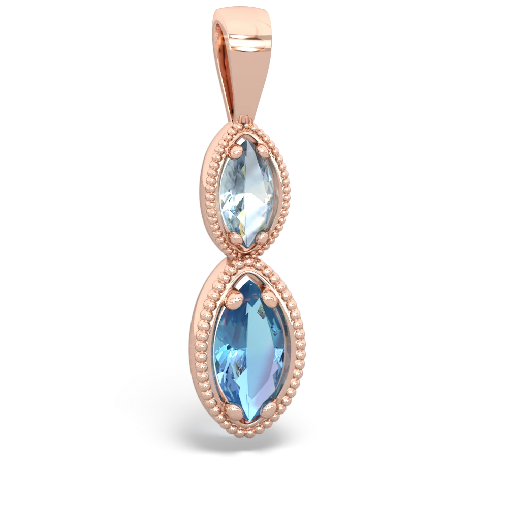 Aquamarine Antique-Style Halo 14K Rose Gold pendant P5700