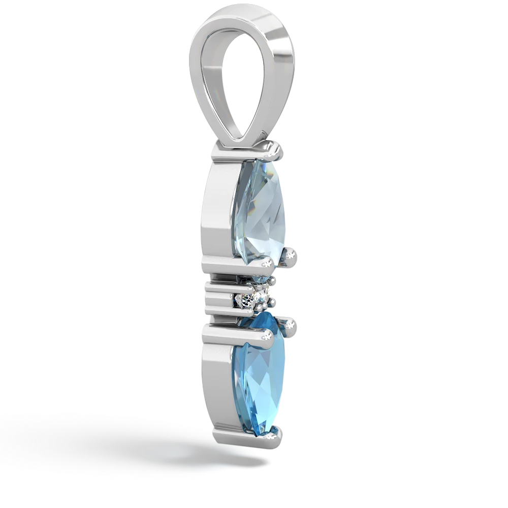 Aquamarine Bowtie Drop 14K White Gold pendant P0865