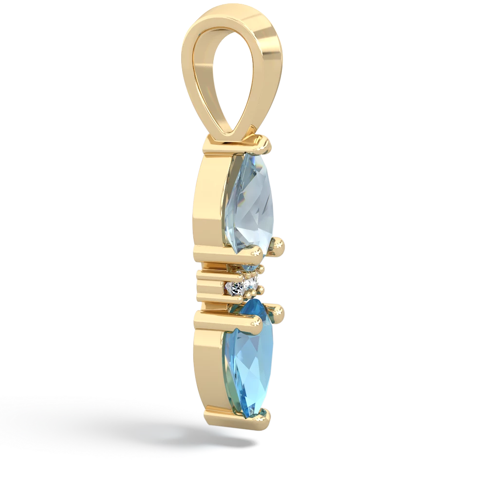 Aquamarine Bowtie Drop 14K Yellow Gold pendant P0865