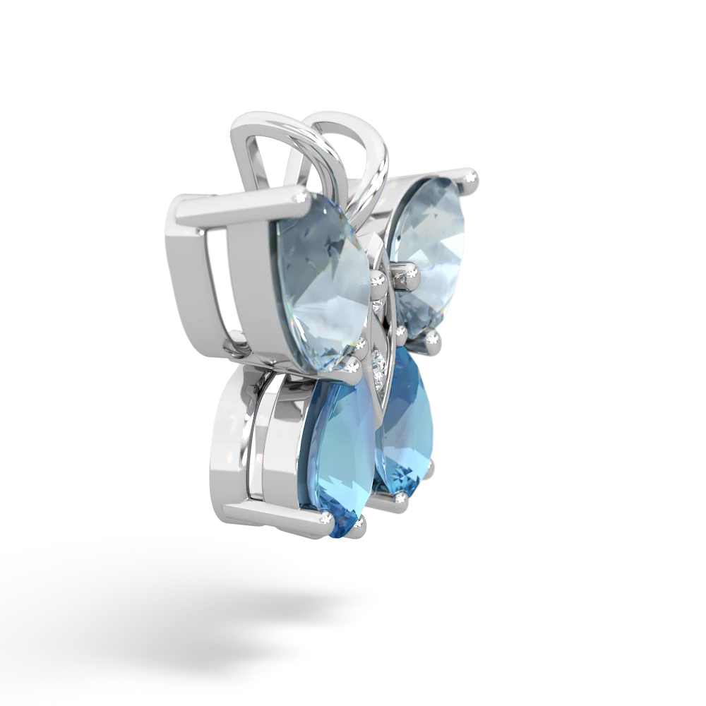 Aquamarine Butterfly 14K White Gold pendant P2215