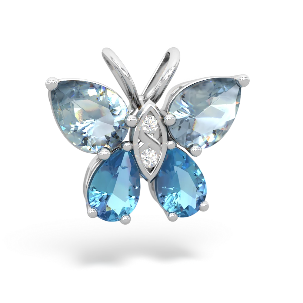 Aquamarine Butterfly 14K White Gold pendant P2215