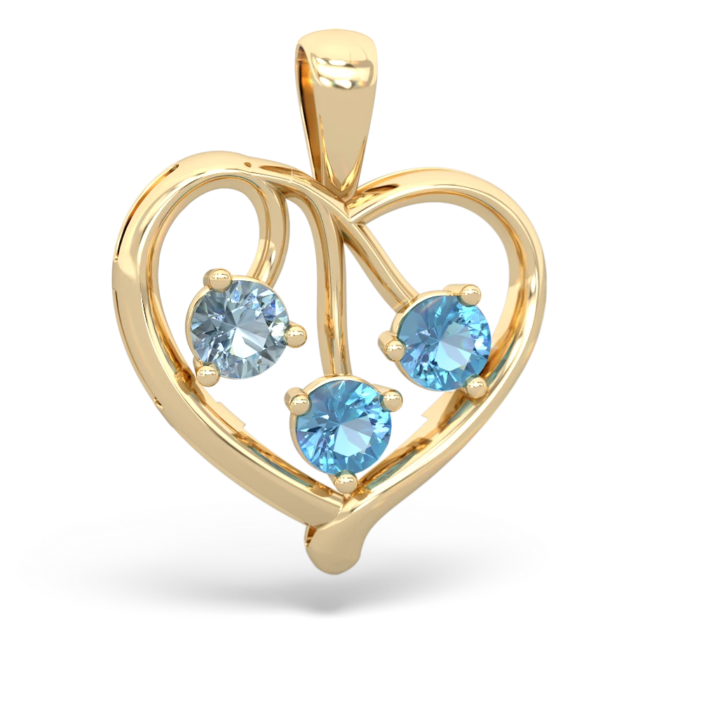 Aquamarine Glowing Heart 14K Yellow Gold pendant P2233