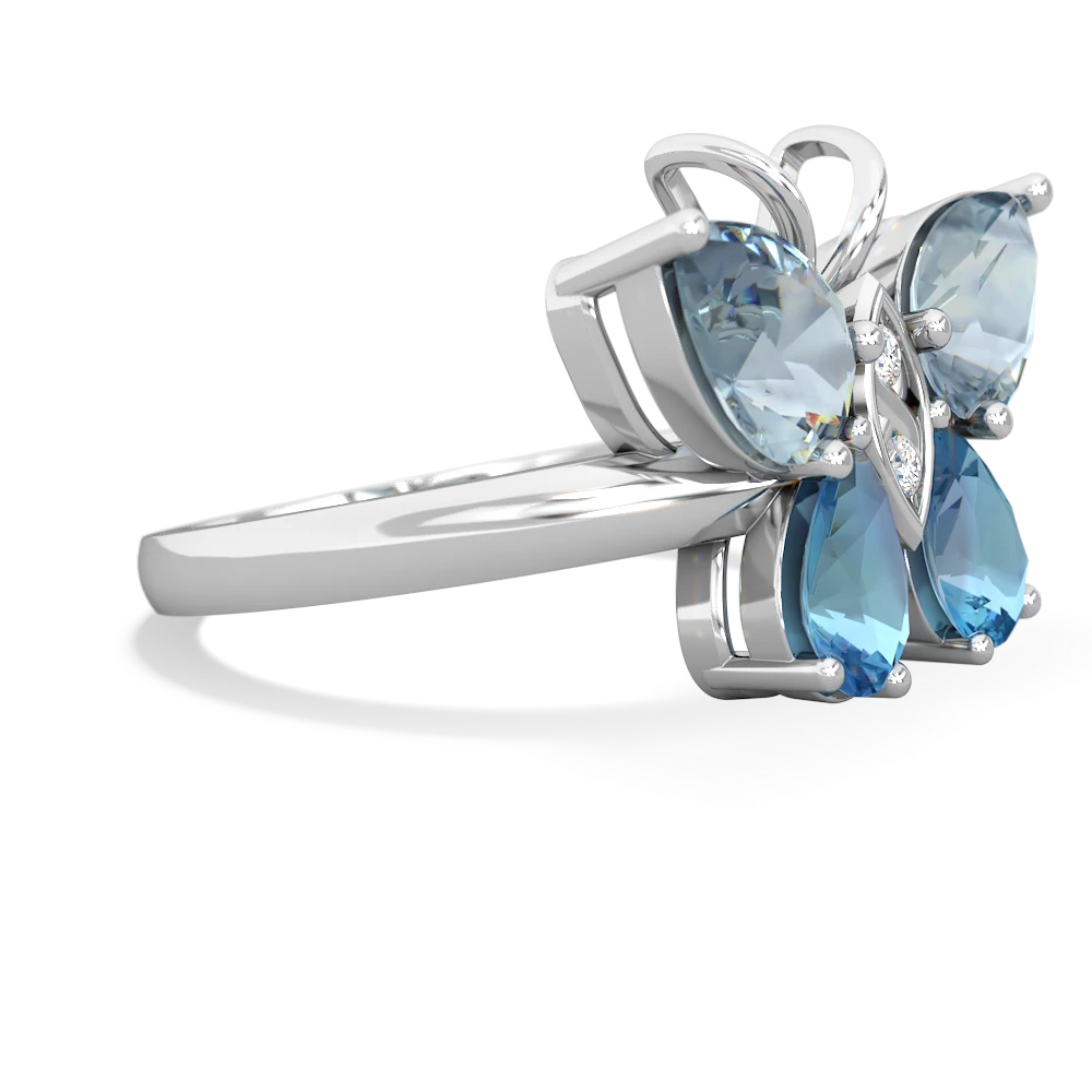 Aquamarine Butterfly 14K White Gold ring R2215