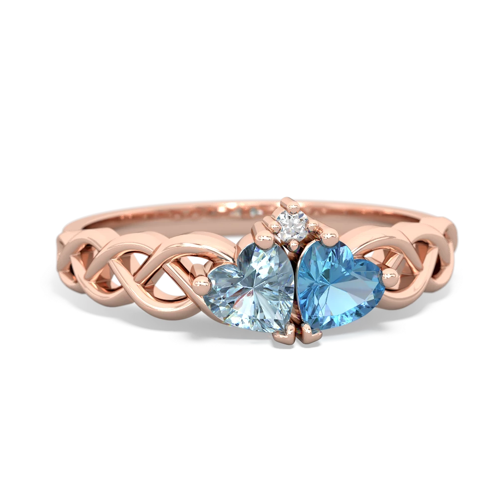 Aquamarine Heart To Heart Braid 14K Rose Gold ring R5870