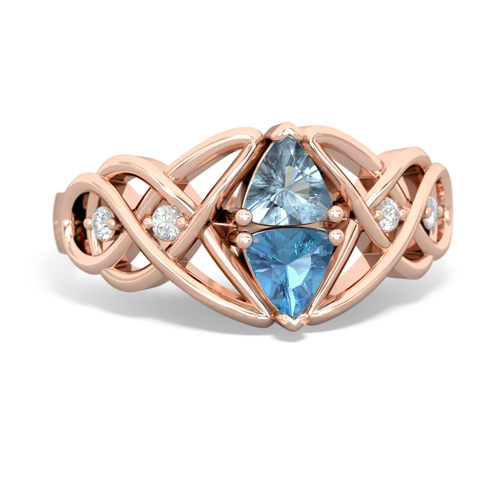 Aquamarine Keepsake Celtic Knot 14K Rose Gold ring R5300