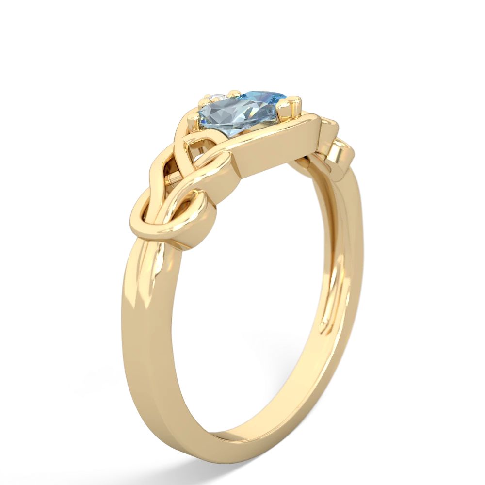 Aquamarine Celtic Love Knot 14K Yellow Gold ring R5420