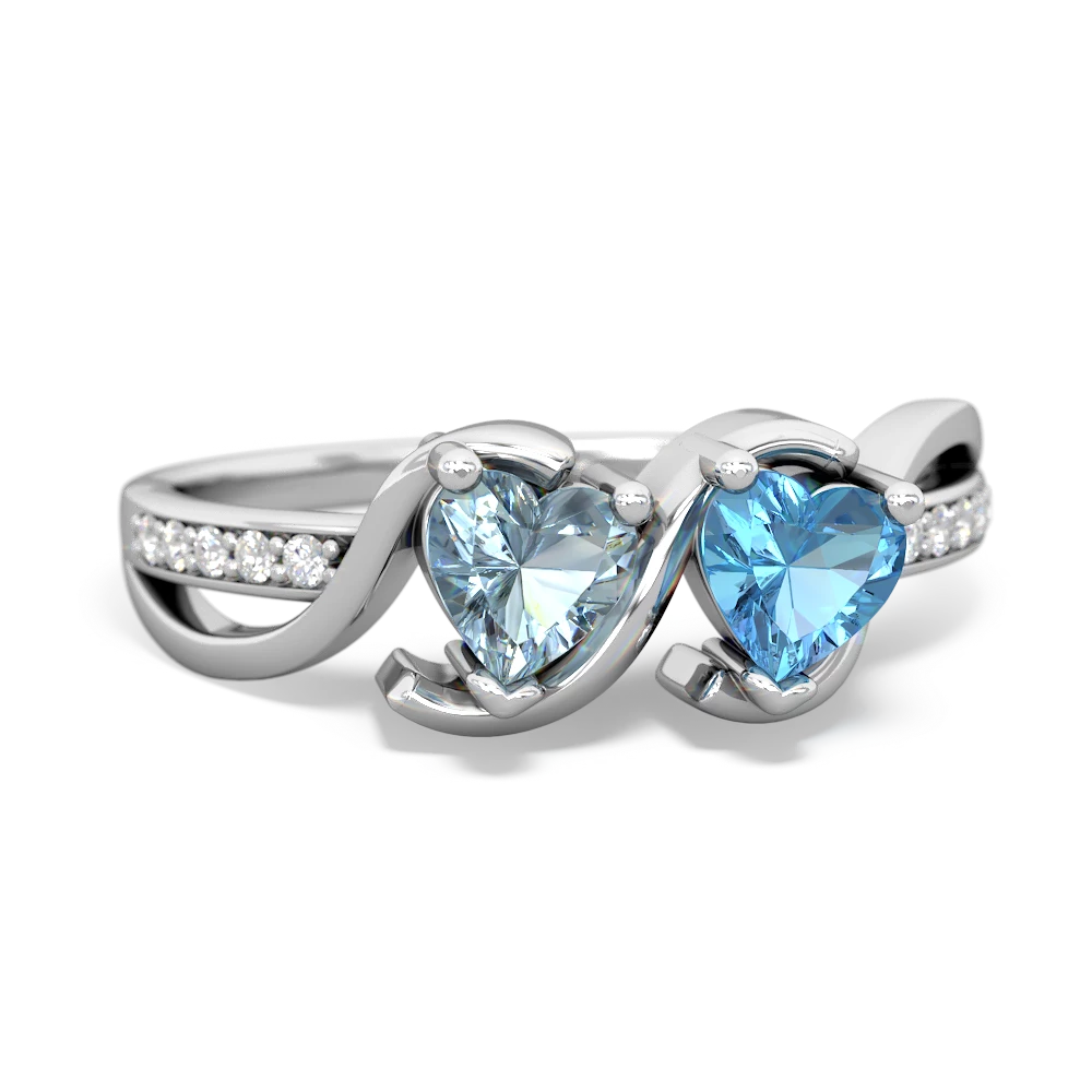 Aquamarine Side By Side 14K White Gold ring R3090