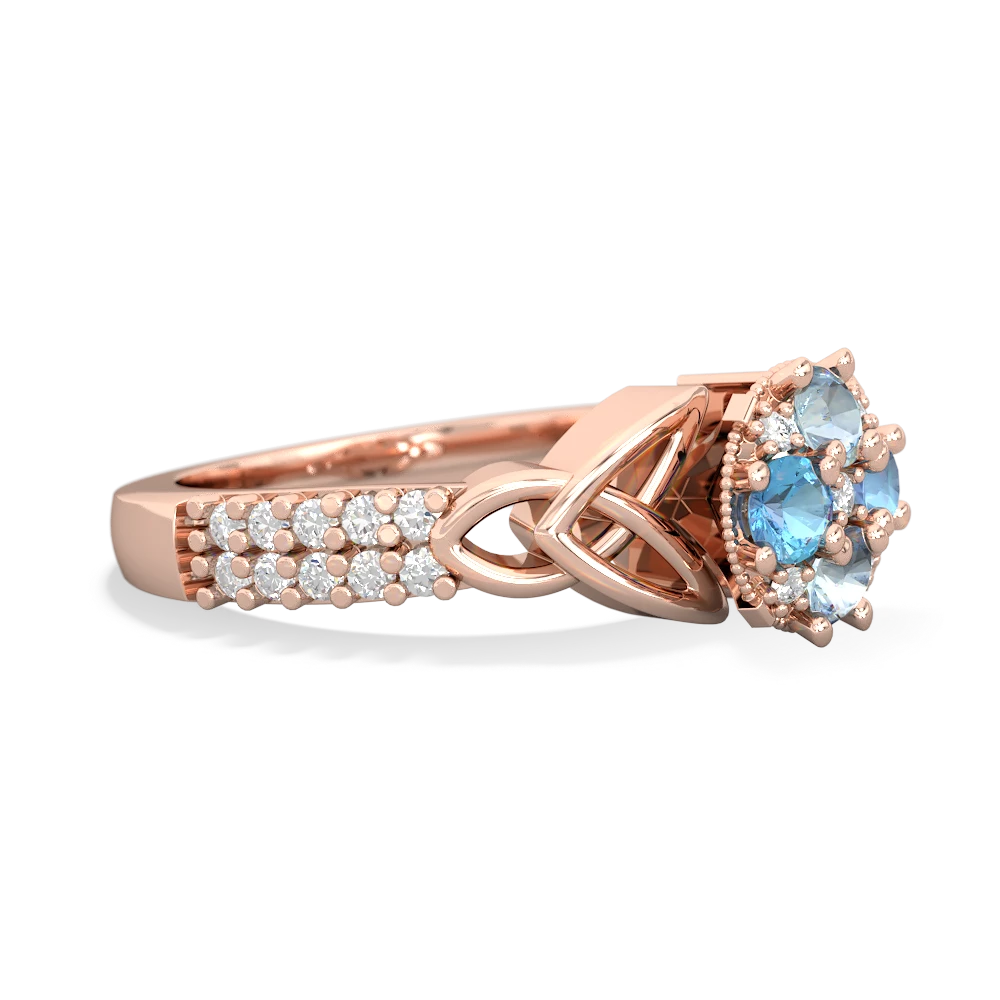 Aquamarine Celtic Knot Cluster Engagement 14K Rose Gold ring R26443RD