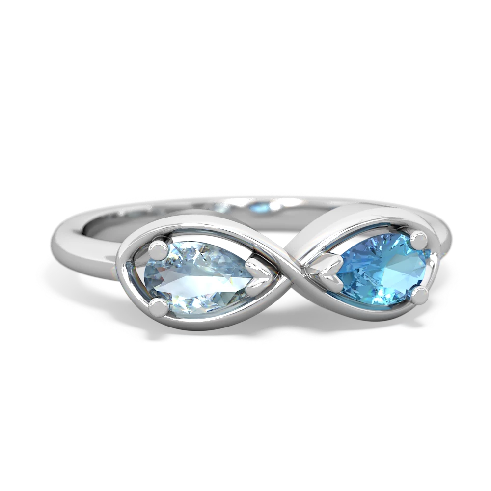 Aquamarine Infinity 14K White Gold ring R5050