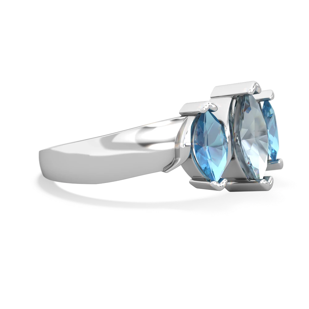 Aquamarine Three Peeks 14K White Gold ring R2433