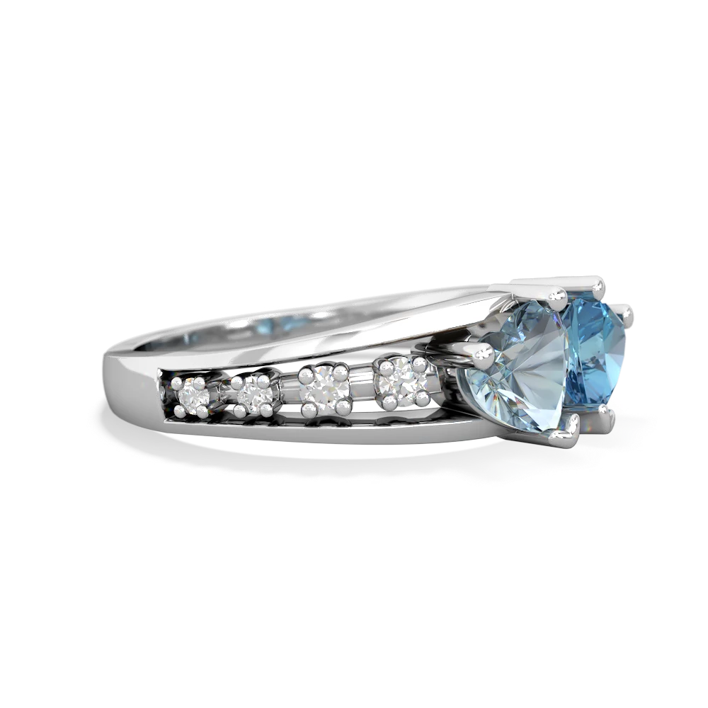 Aquamarine Heart To Heart 14K White Gold ring R3342