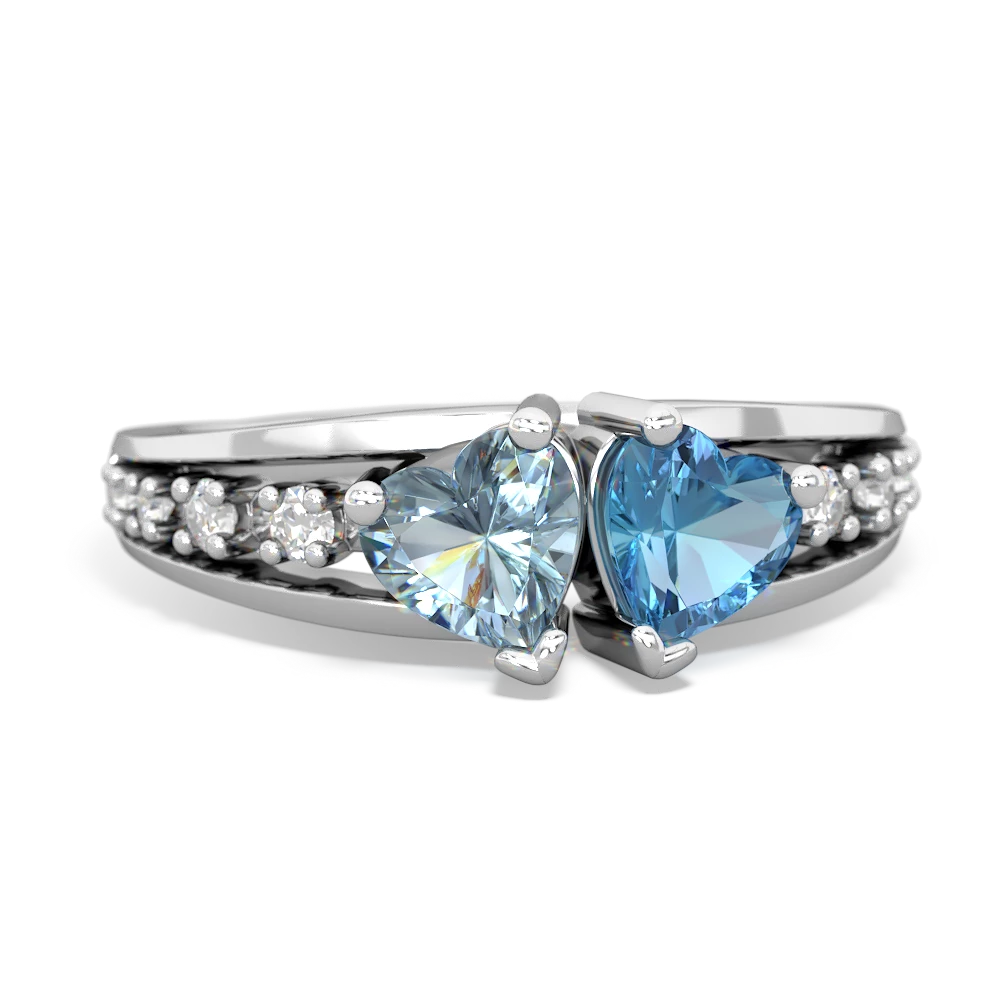 Aquamarine Heart To Heart 14K White Gold ring R3342