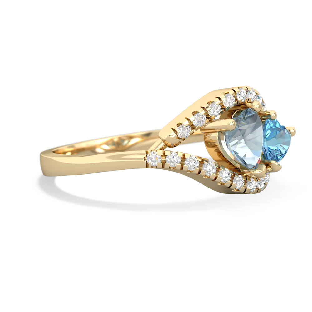 Aquamarine Mother And Child 14K Yellow Gold ring R3010