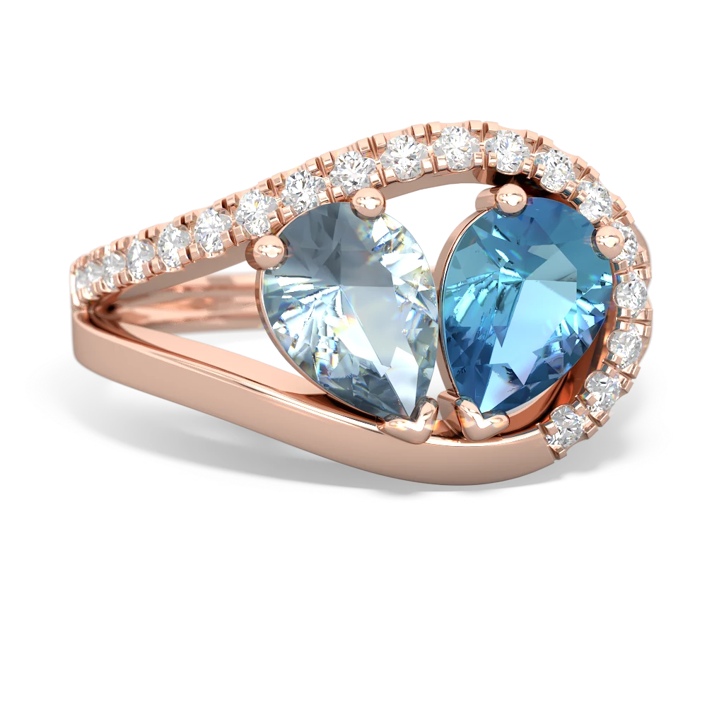 Aquamarine Nestled Heart Keepsake 14K Rose Gold ring R5650