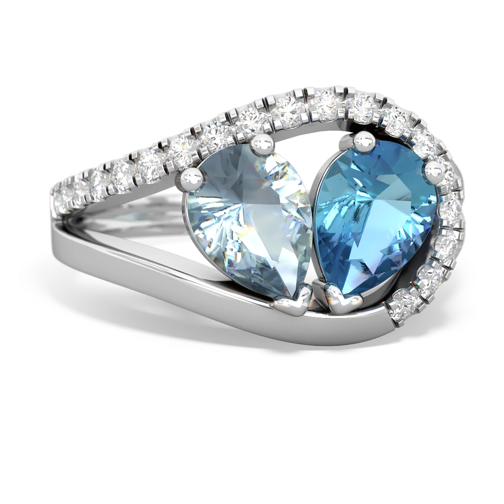 Aquamarine Nestled Heart Keepsake 14K White Gold ring R5650