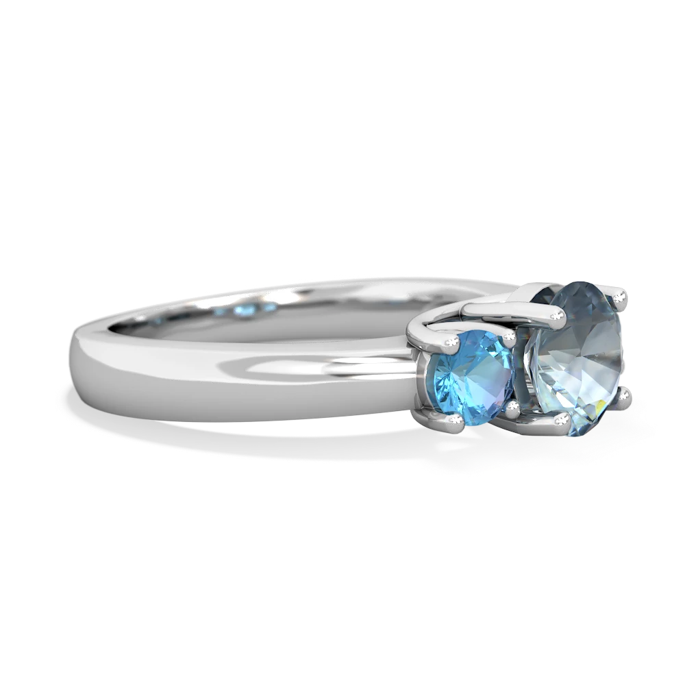 Aquamarine Three Stone Round Trellis 14K White Gold ring R4018